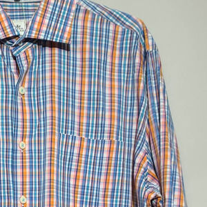 Peter Millar Plaid Cotton Button Down Shirt Size Large